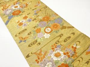 花束に観世水・蝶模様織り出し 袋帯